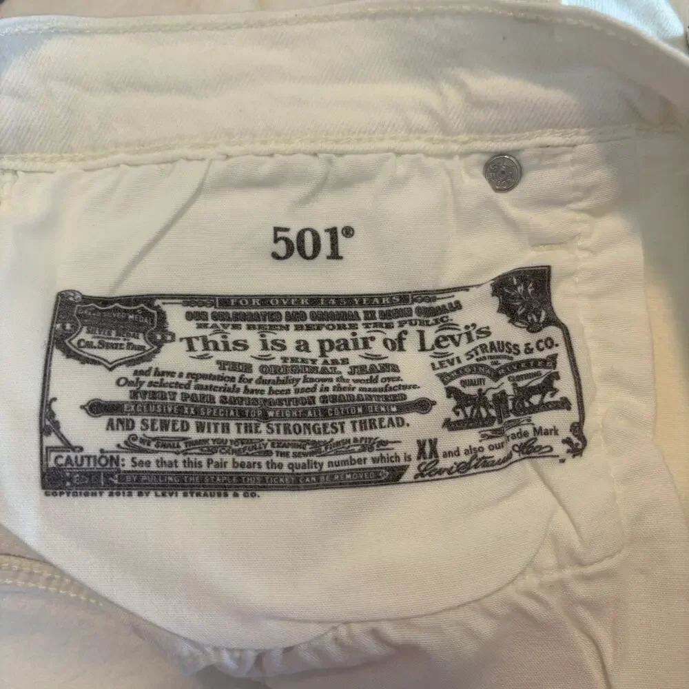 levis 501 Womens Shorts 32 White New Raw Hem‎